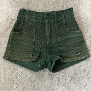High Waist Green Corduroy Shorts